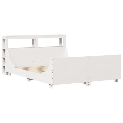 VidaXL vidaXL Bed Frame with Headboard White 150x200 cm King Size Solid Wood Pine 2