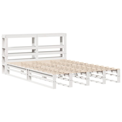 VidaXL vidaXL Bed Frame with Headboard Bed Base White 120x200 cm Solid Wood Pine 2