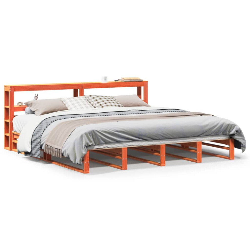 Vidaxl Bed Frame With Headboard Bed Base Wax Brown 200X200 Cm Solid Wood Pine