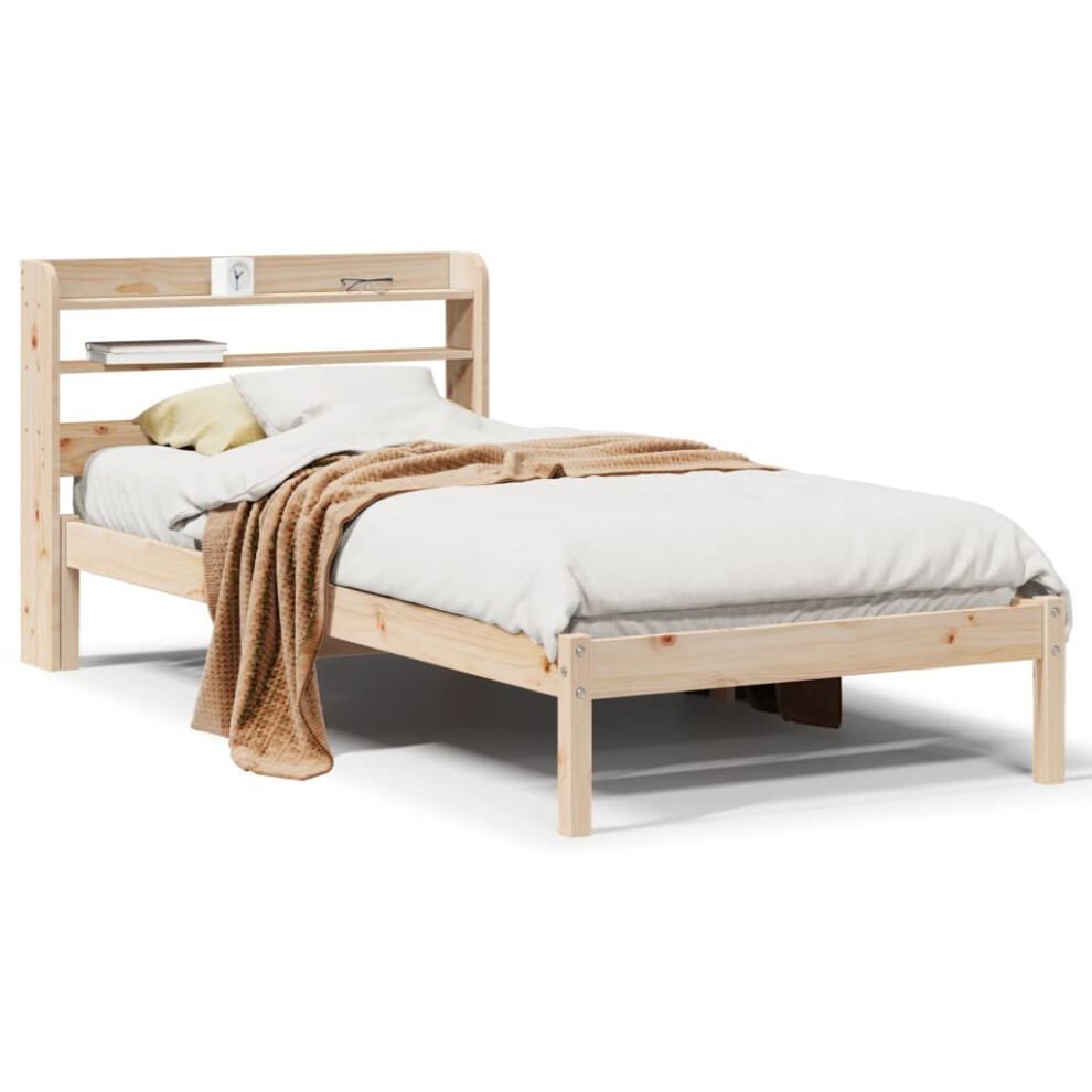 vidaXL Bed Frame With Headboard Bed Base 90x190 Cm Single Solid Wood Pine