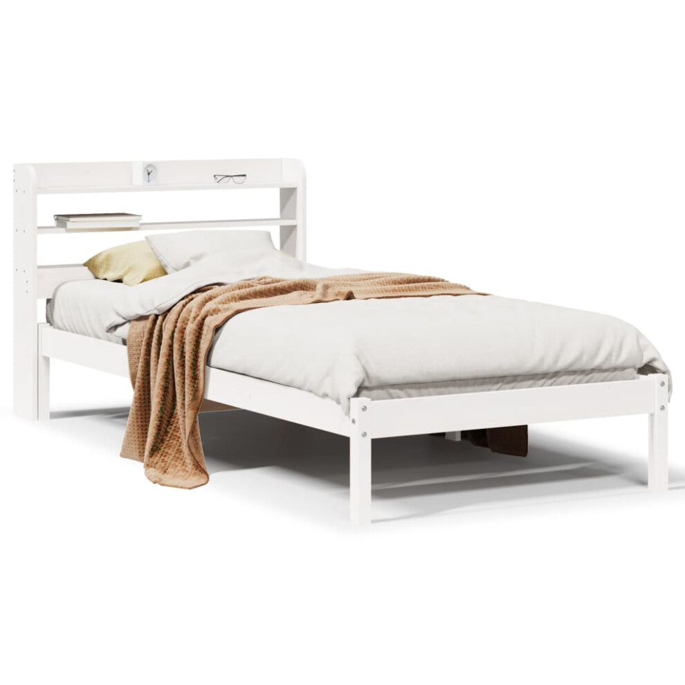 Vidaxl Bed Frame With Headboard Bed Base White 100X200 Cm Solid Wood Pine