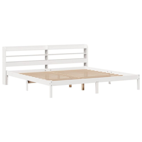 VidaXL vidaXL Bed Frame with Headboard Bed Base White 200x200 cm Solid Wood Pine 2