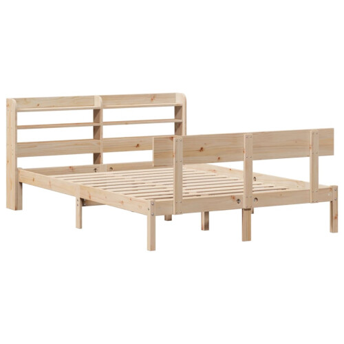 VidaXL vidaXL Bed Frame with Headboard Bed Base 150x200 cm King Size Solid Wood Pine 2