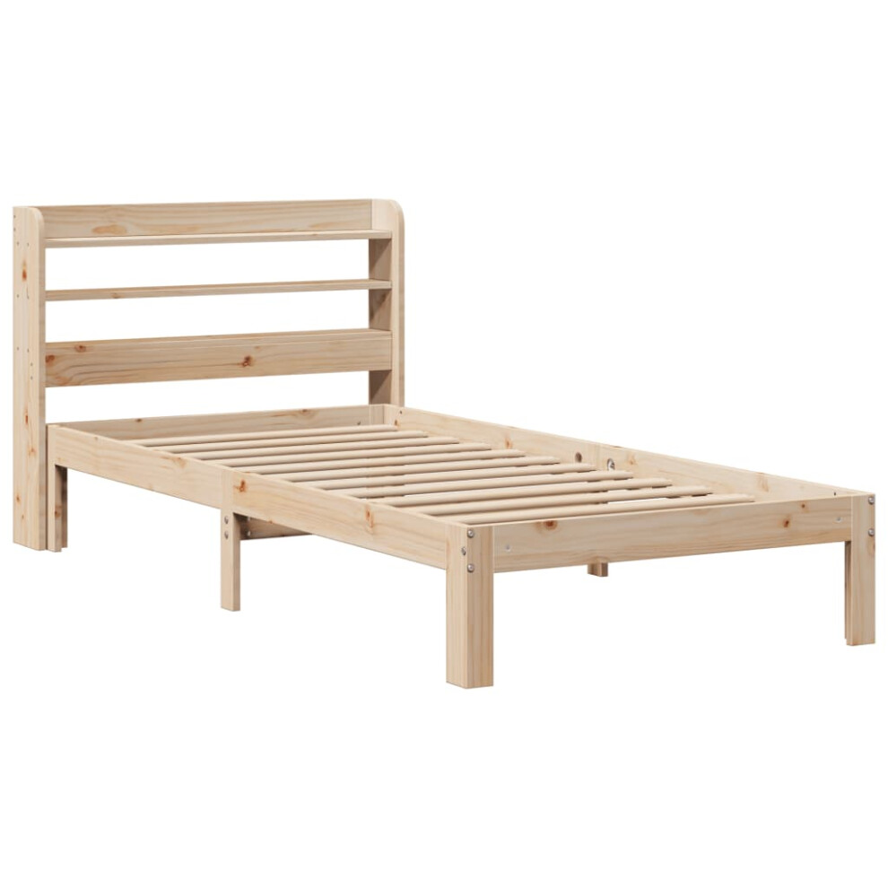 vidaXL Bed Frame with Headboard Bed 75x190 cm Small Single Solid Wood Pine