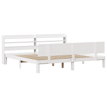 vidaXL Bed Frame with Headboard Bed Base White 200x200 cm Solid Wood Pine