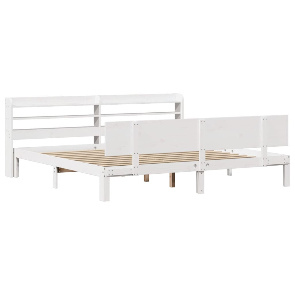 vidaXL Bed Frame with Headboard Bed Base White 200x200 cm Solid Wood Pine