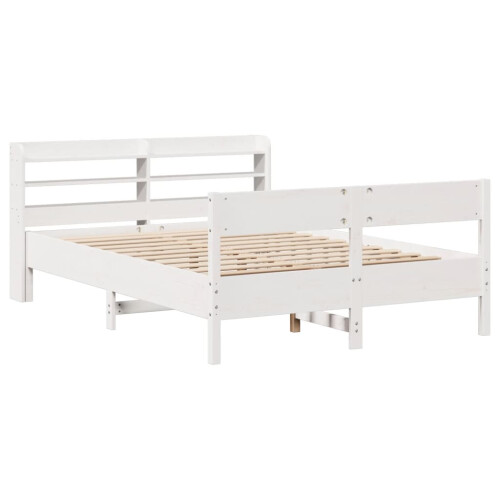 VidaXL vidaXL Bed Frame with Headboard White 150x200 cm King Size Solid Wood Pine 2
