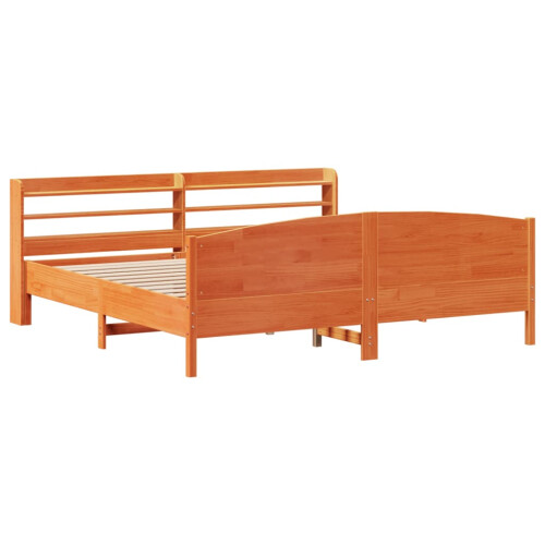 VidaXL vidaXL Bed Frame & Headboard Wax Brown 180x200 cm Super King Solid Wood Pine 2