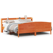 vidaXL Bed Frame & Headboard Wax Brown 180x200 cm Super King Solid Wood Pine