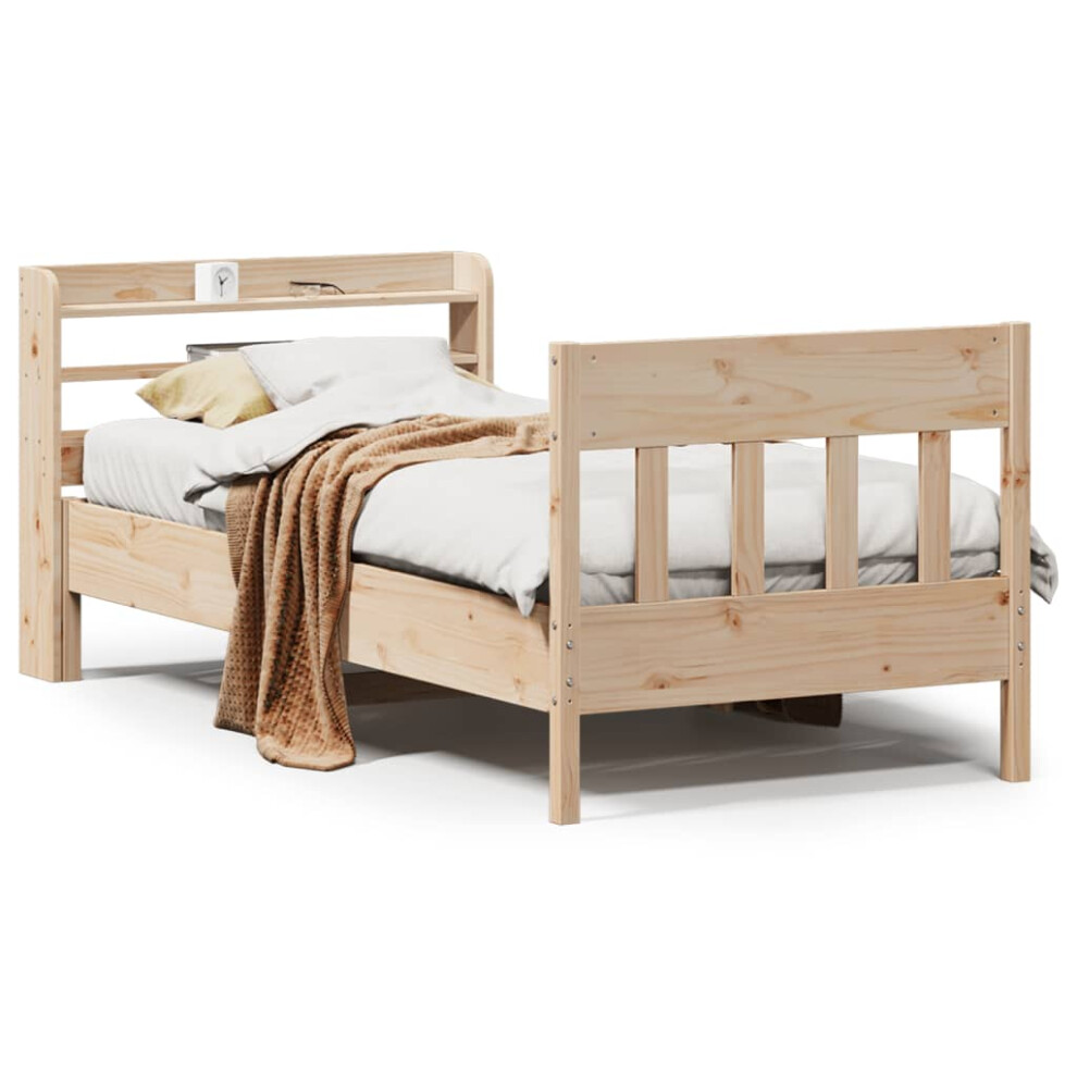 vidaXL Bed Frame with Headboard Bed Base Bedstead 100x200 cm Solid Wood Pine