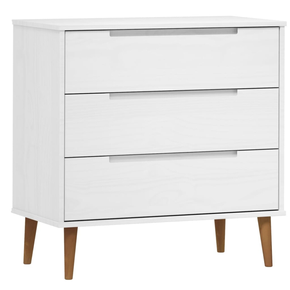 Vidaxl Solid Wood Pine Drawer Cabinet Molde White 80X40x80 Cm Drawer Chest