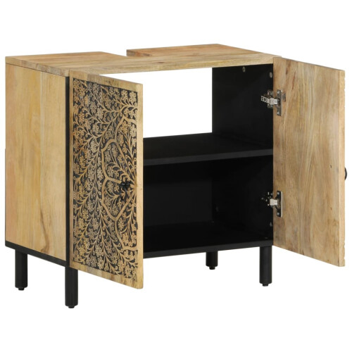 VidaXL vidaXL Bathroom Sink Cabinet Sink Unit Storage Vanity Unit Solid Wood Mango 1
