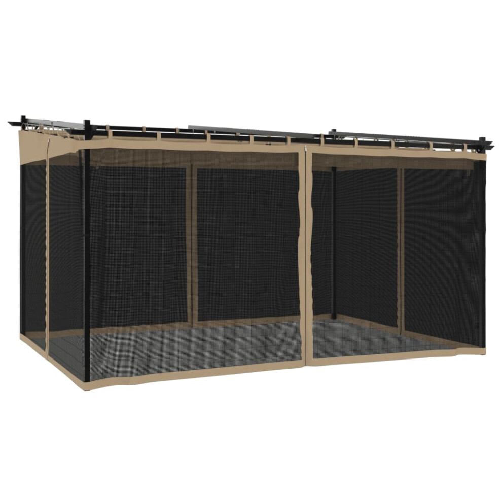 Vidaxl Gazebo With Mesh Walls Party Tent Pavilion Marquee Taupe 4X3 M Steel