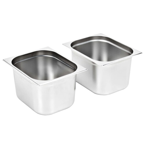 VidaXL vidaXL 2x Gastronorm Containers GN 1/2 200mm Stainless Steel Stackable Tray 1