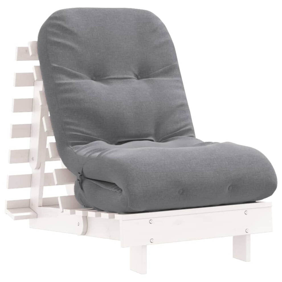 Vidaxl Futon Sofa Bed With Mattress Floor Bed Couch Solid Wood Pine White