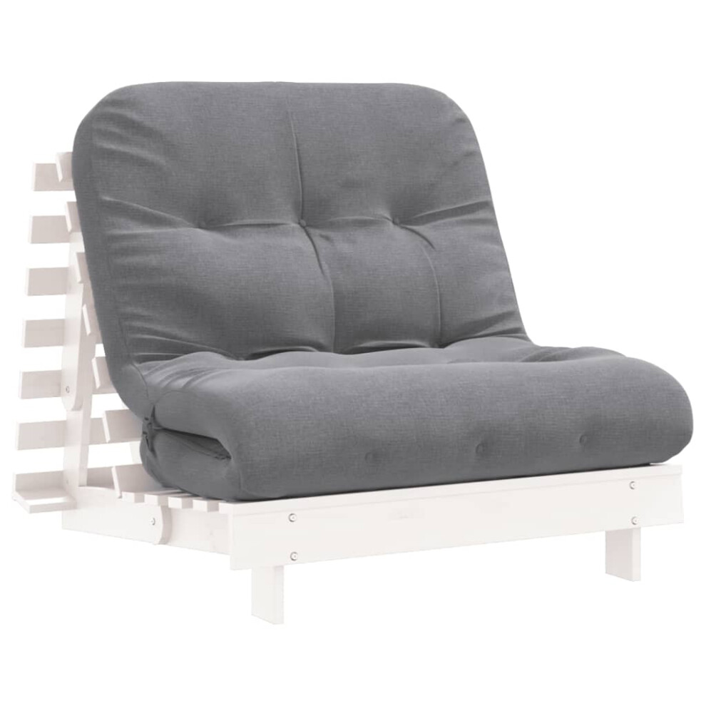 Vidaxl Futon Sofa Bed With Mattress Floor Bed Couch Solid Wood Pine White