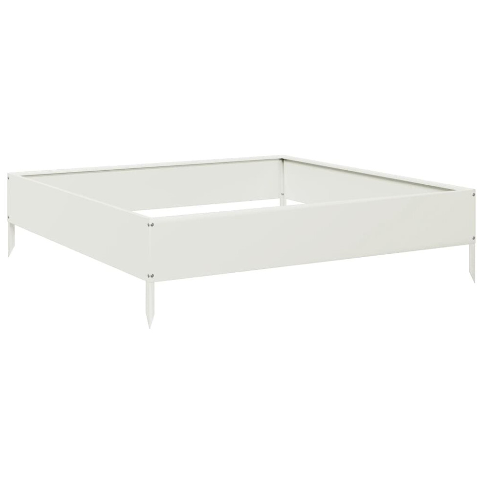 vidaXL Garden Raised Bed Outdoor Planter Pot Patio Flower Box White Steel
