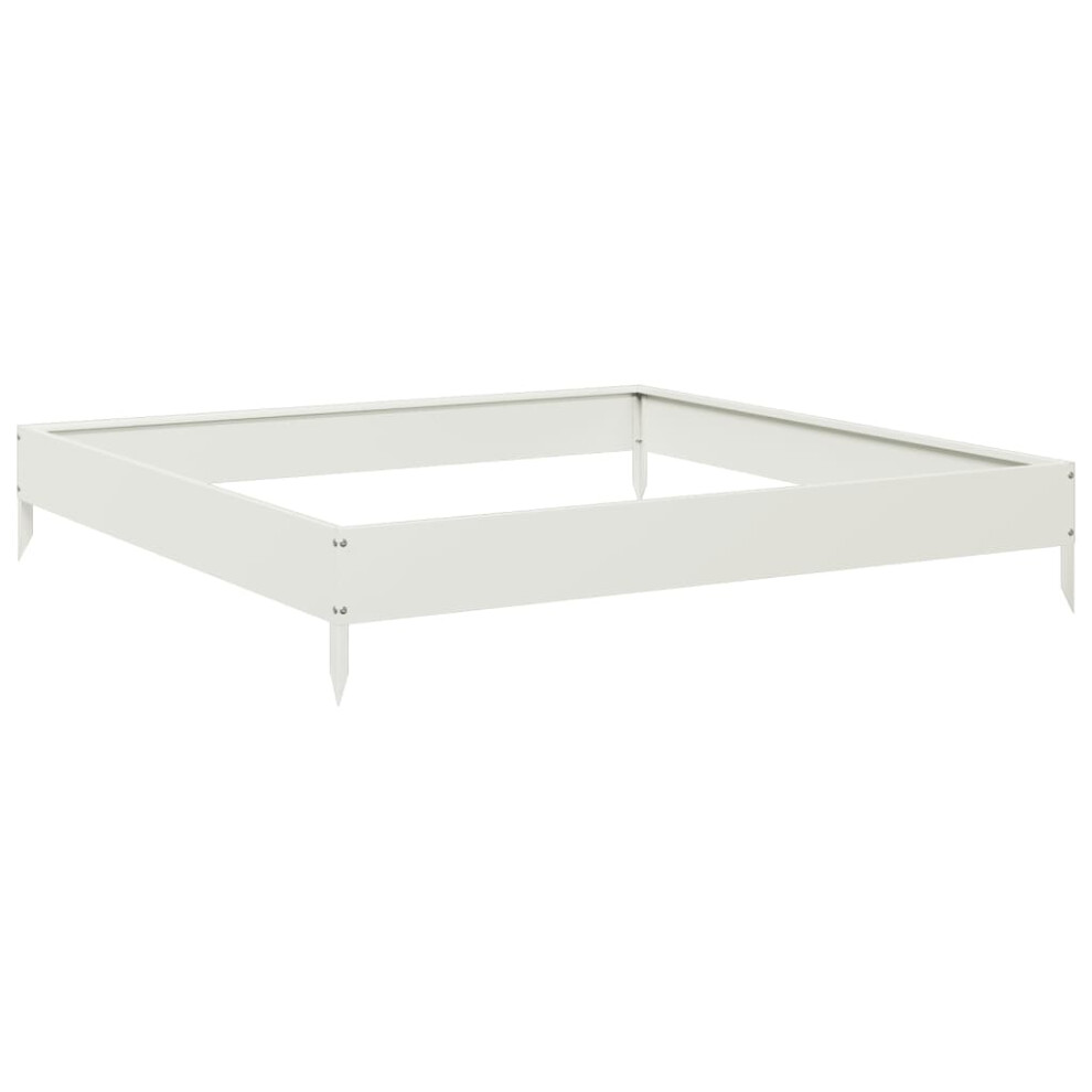 vidaXL Garden Raised Bed Outdoor Planter Pot Patio Flower Box White Steel
