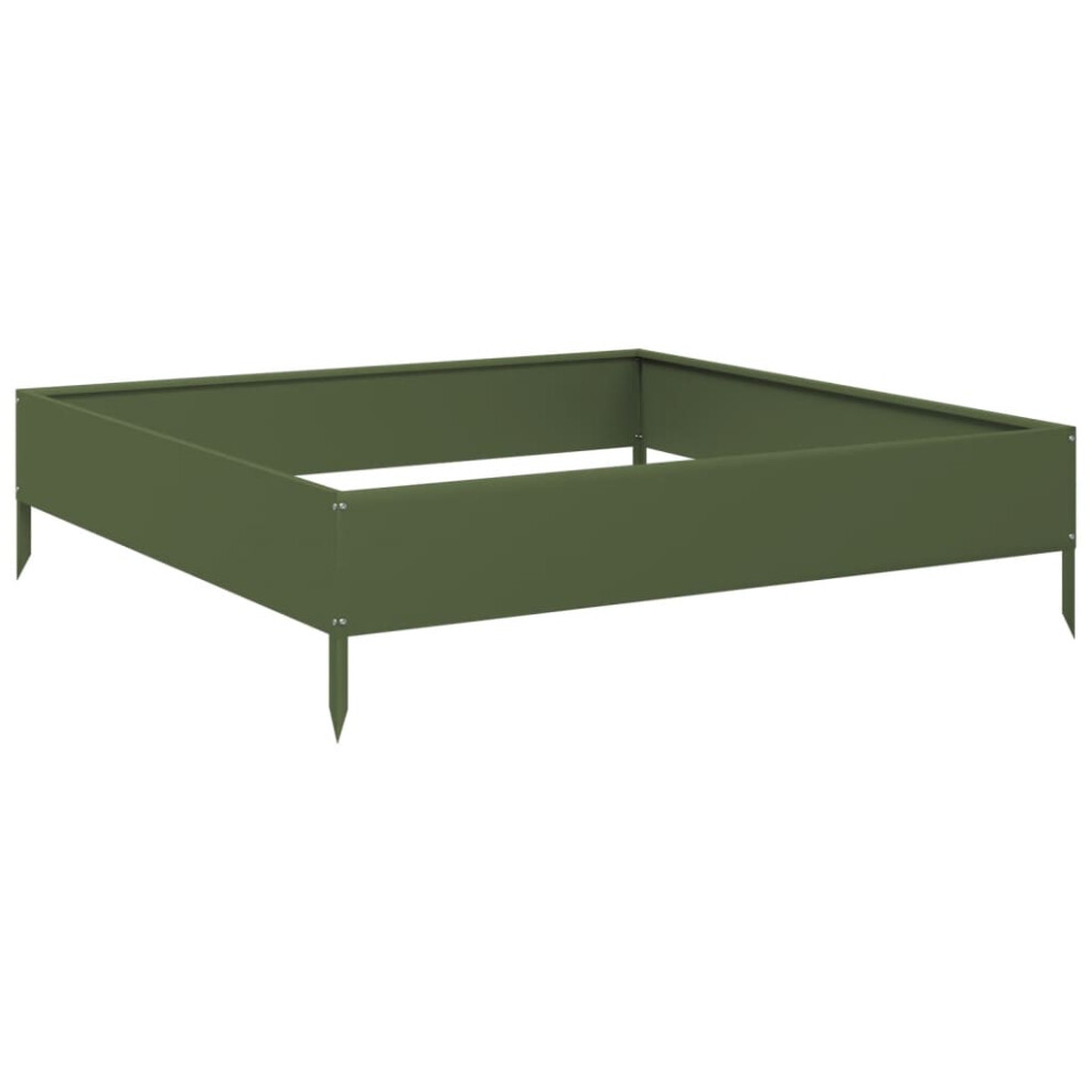 Vidaxl Garden Raised Bed Outdoor Planter Pot Flower Box Olive Green Steel