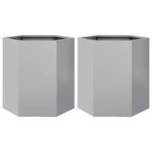 vidaXL Garden Planter Flower Pot Planter Pot 2 pcs Hexagon Galvanized Steel