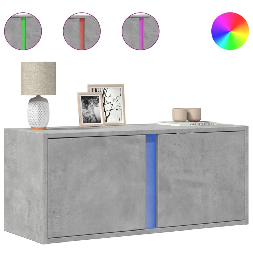 Vidaxl Tv Wall Cabinet With Led Lights Floating Cabinet Tv Unit Concrete Grey