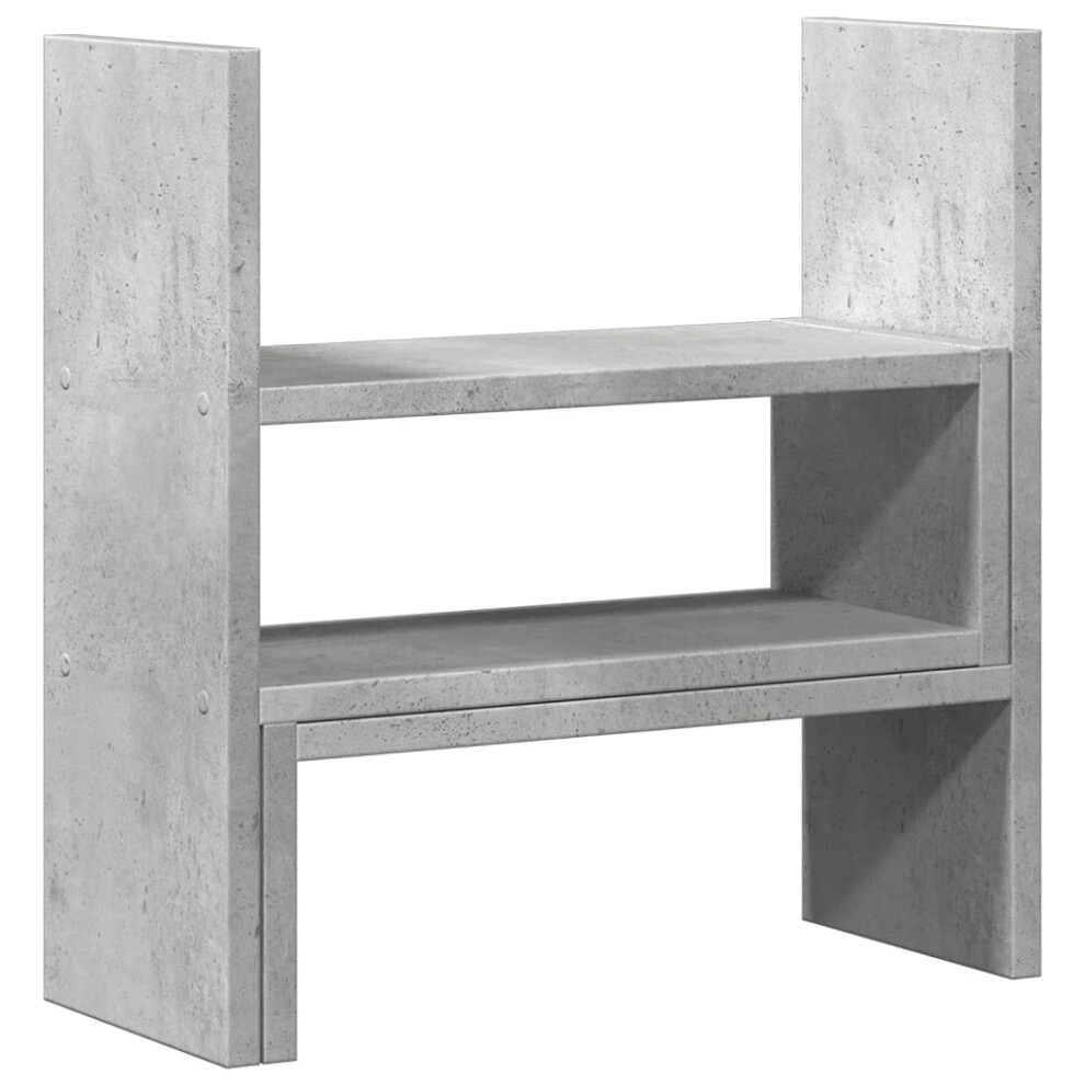 Vidaxl Desk Organiser Adjustable Desktop Shelf Concrete Grey Engineered Wood