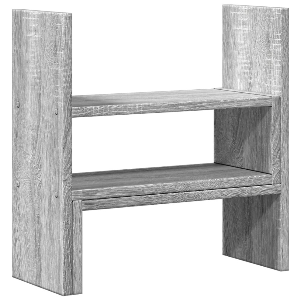 Vidaxl Desk Organiser Adjustable Desktop Shelf Grey Sonoma Engineered Wood