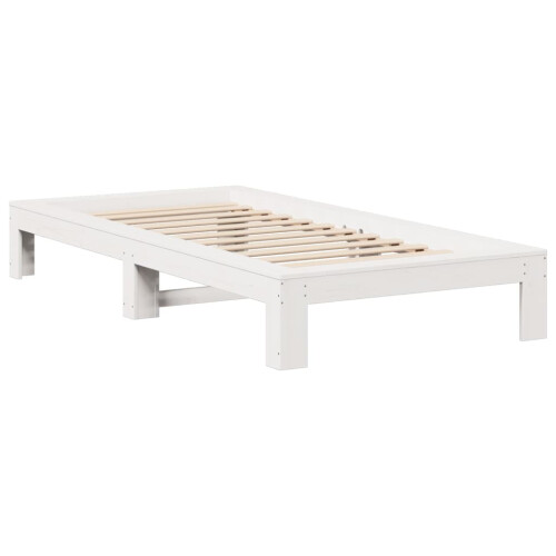 VidaXL vidaXL Bed Frame without Mattress Bed Base White 100x200 cm Solid Wood Pine 2