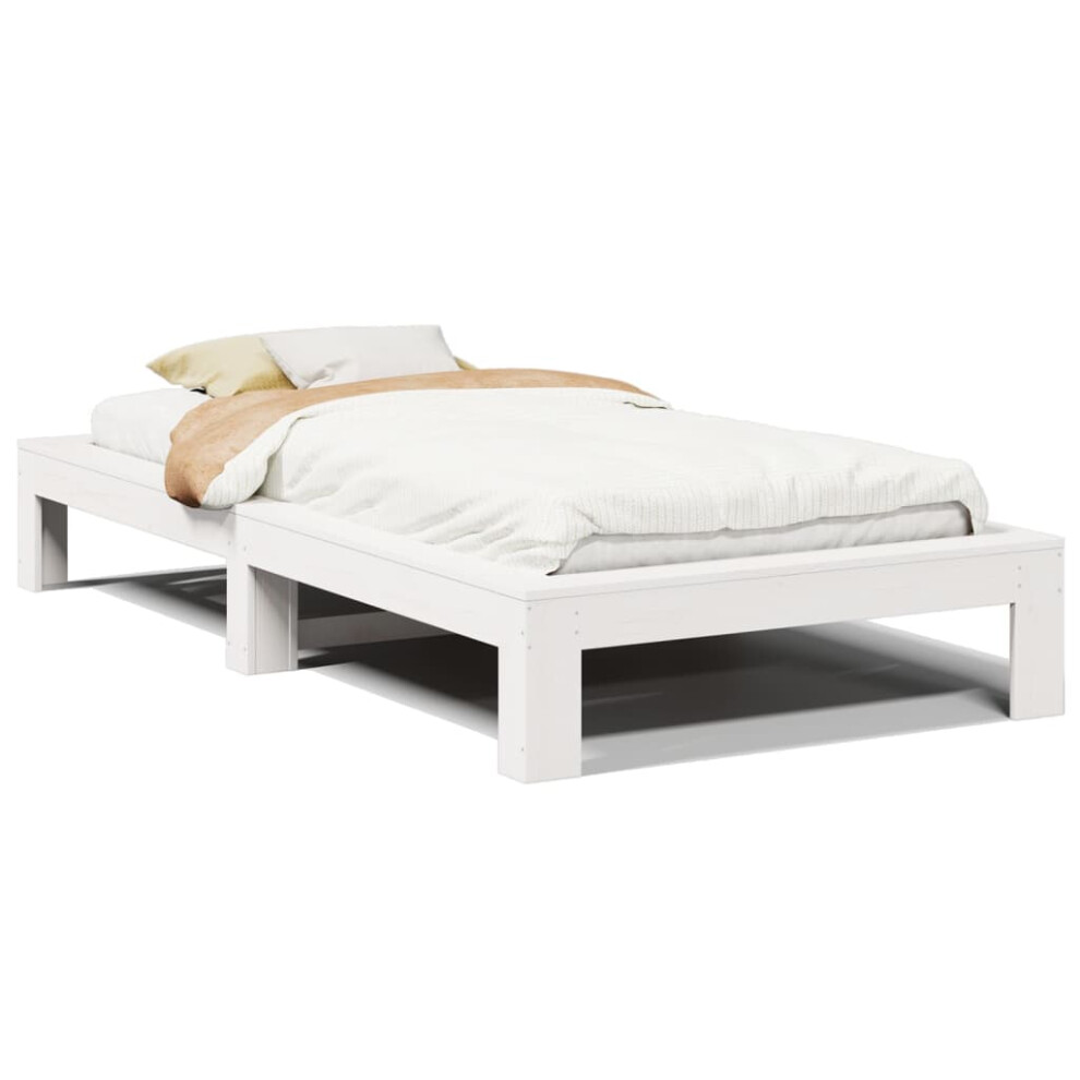 Vidaxl Bed Frame Without Mattress Bed Base White 100X200 Cm Solid Wood Pine