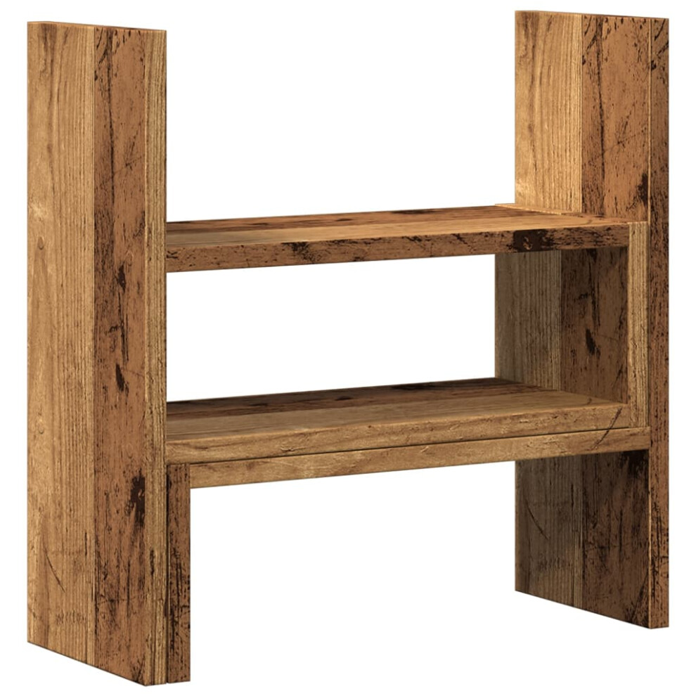 Vidaxl Desk Organiser Adjustable File Desktop Shelf Old Wood Engineered Wood