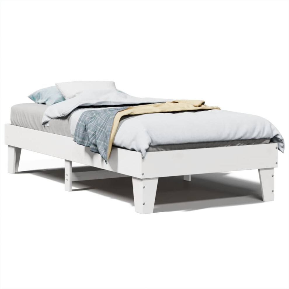 vidaXL Bed Frame without Mattress White 75x190 cm Small Single Solid Wood Pine