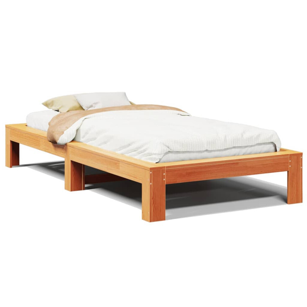 vidaXL Bed Frame without Mattress Bed Wax Brown Small Single Solid Wood Pine