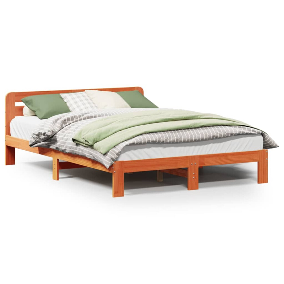 Vidaxl Bed Frame Without Mattress Bed Wax Brown 140X200 Cm Solid Wood Pine
