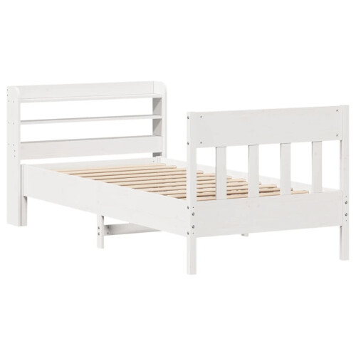 VidaXL vidaXL Bed Frame with Headboard White 75x190 cm Small Single Solid Wood Pine