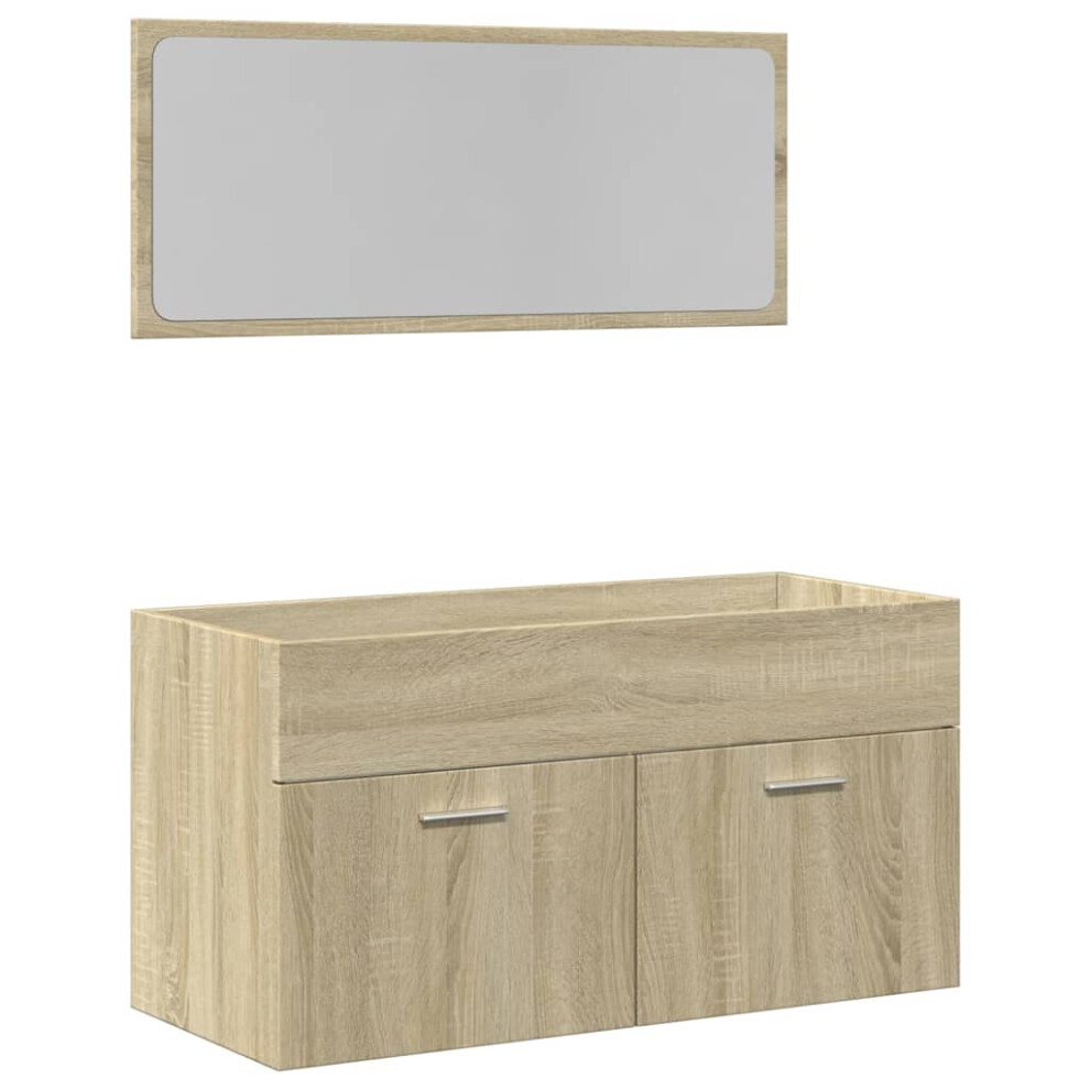 vidaXL Bathroom Furniture Set 2 Piece Sink Cabinet Sonoma Oak Engineered Wood