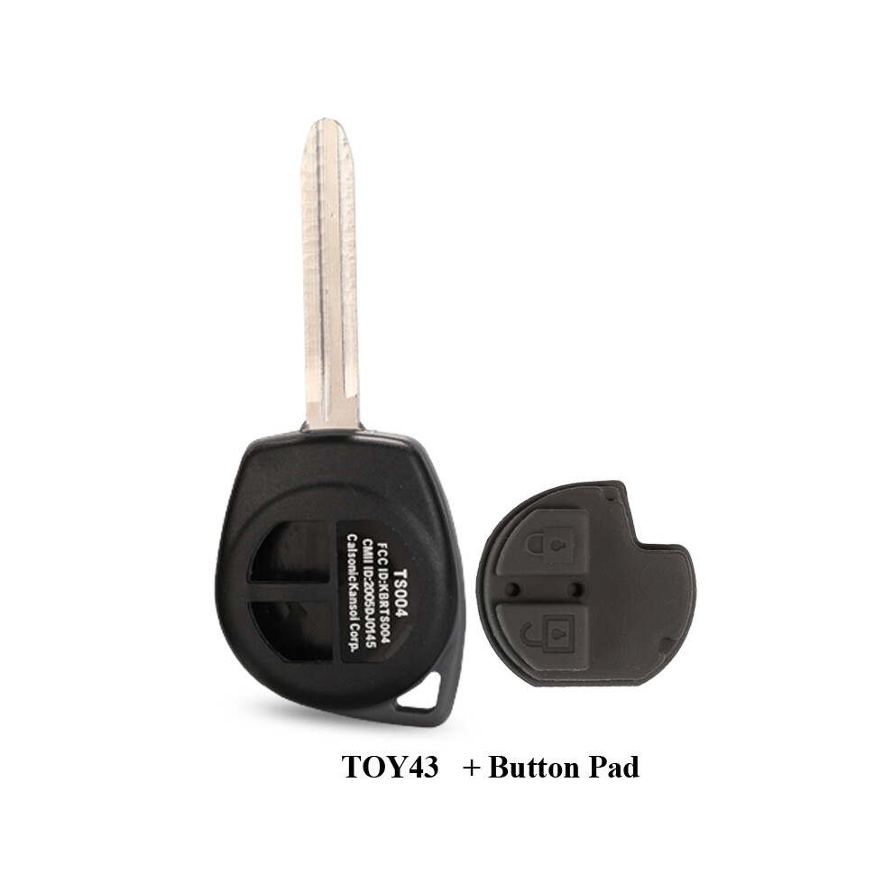 (Toy43 With Pad) 2 Buttons Remote Key Case + Button Pad For Suzuki Grand Vitara Igins Alto Sx4 Agila Fob Shell Hu133r Toy43 Sz11r Blade 8704304399298