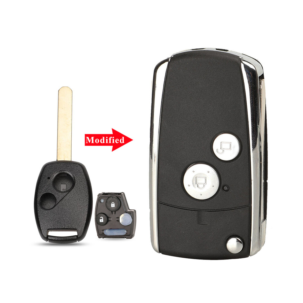 (2Button) 2/3 Buttons Modified Folding Filp Remote Key Shell For Honda Accord Civic Crv Pilot Fit Odyssey Replacement Fob Case Black 8704304408082