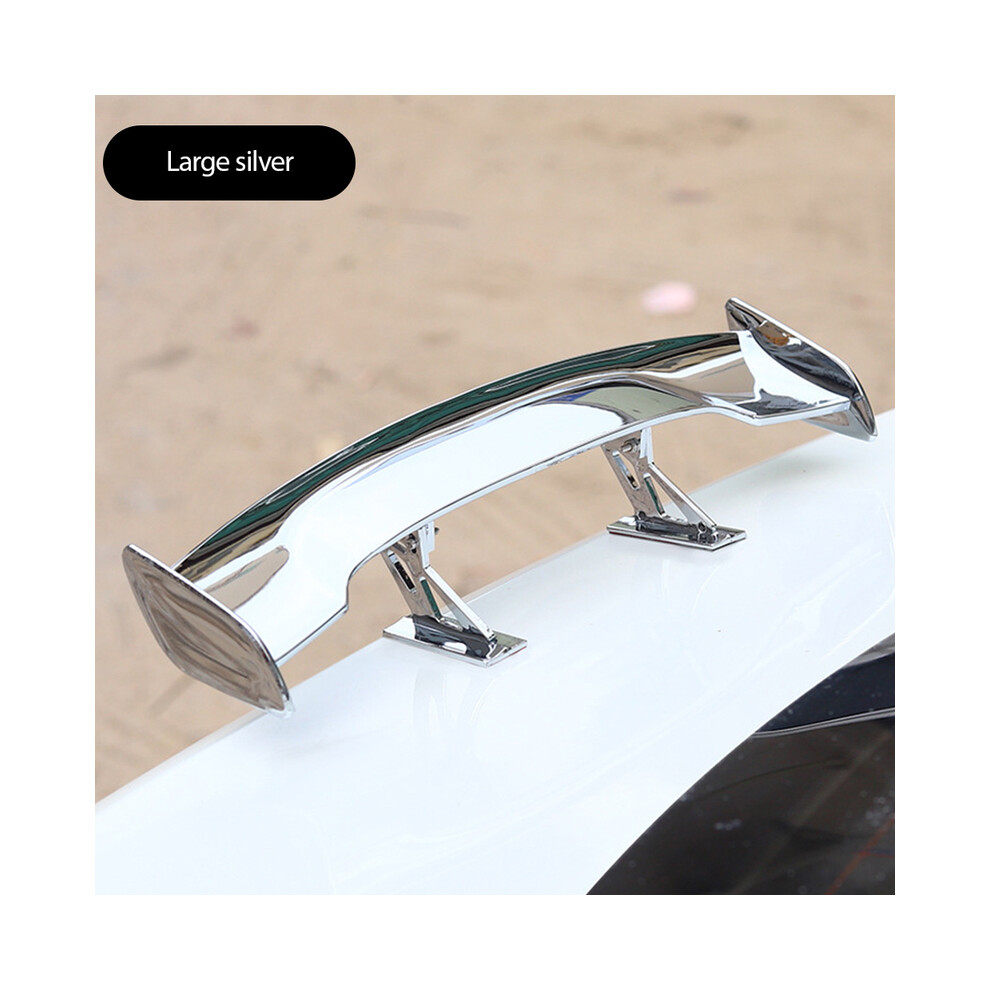 (Large ) Car Universal Mini Spoiler Tail Wing Fiber Look Mini Modified Tail Wings Model Auto Styling Decoration Car Accessories Silver 8704304415677