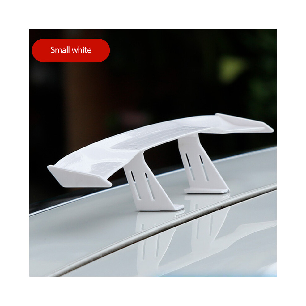 (Small ) Car Universal Mini Spoiler Tail Wing Fiber Look Mini Modified Tail Wings Model Auto Styling Decoration Car Accessories White 8704304415653