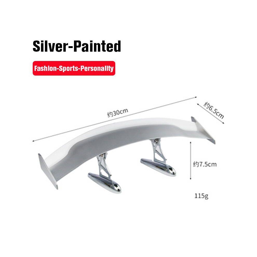 (-Painted) Fashion Universal Car Modified Rear Wing Fiber Painted Car Rear Spoiler Small Car Trunk Exterior Wing Parts Car Styling Silver 8704304416704