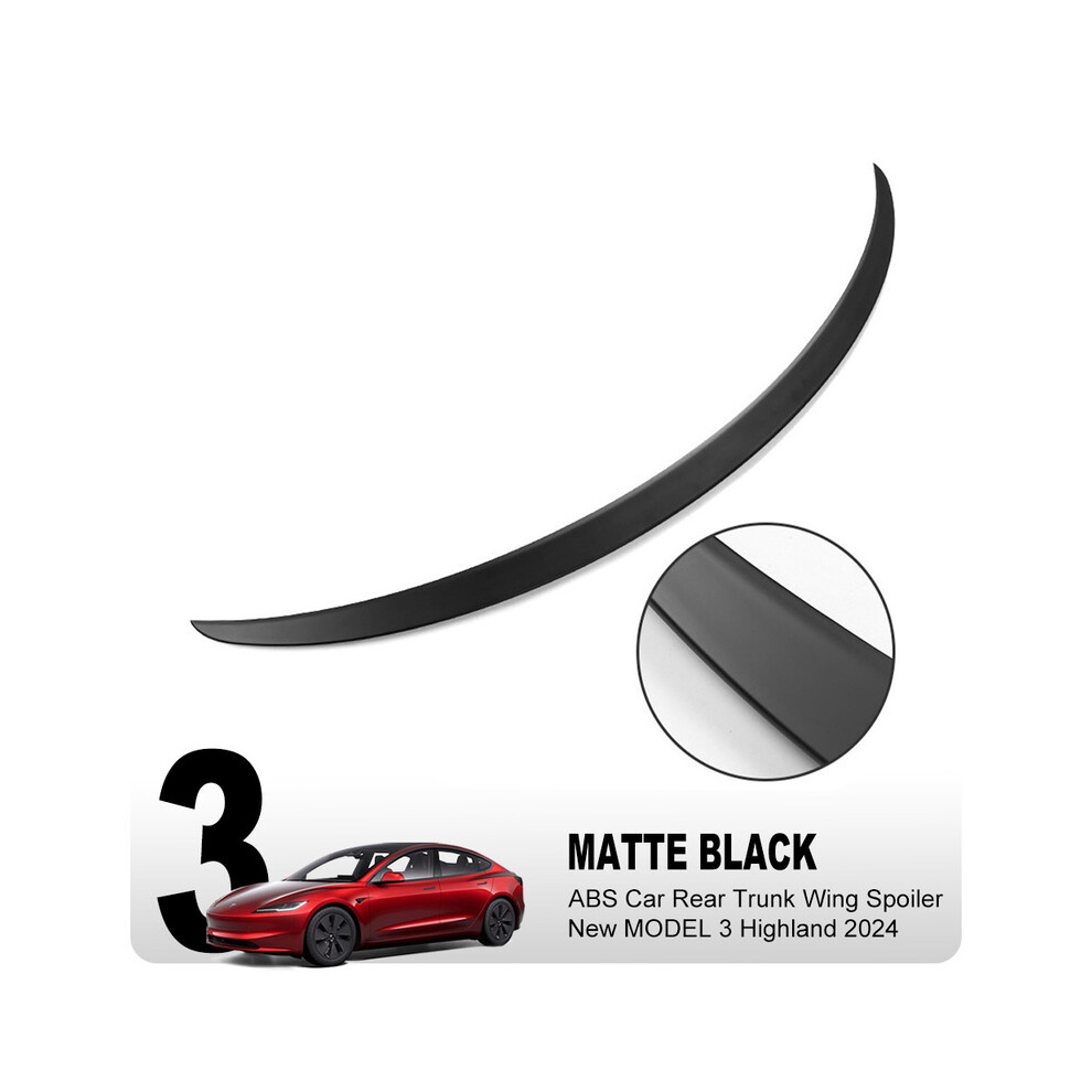 (3 Matte Abs) For Tesla New Model 3 2024 Highland Car Abs Spoiler Fiber Original Rear Trunk Tail Wing Exterior Model3 Accessories Black 8704304426079