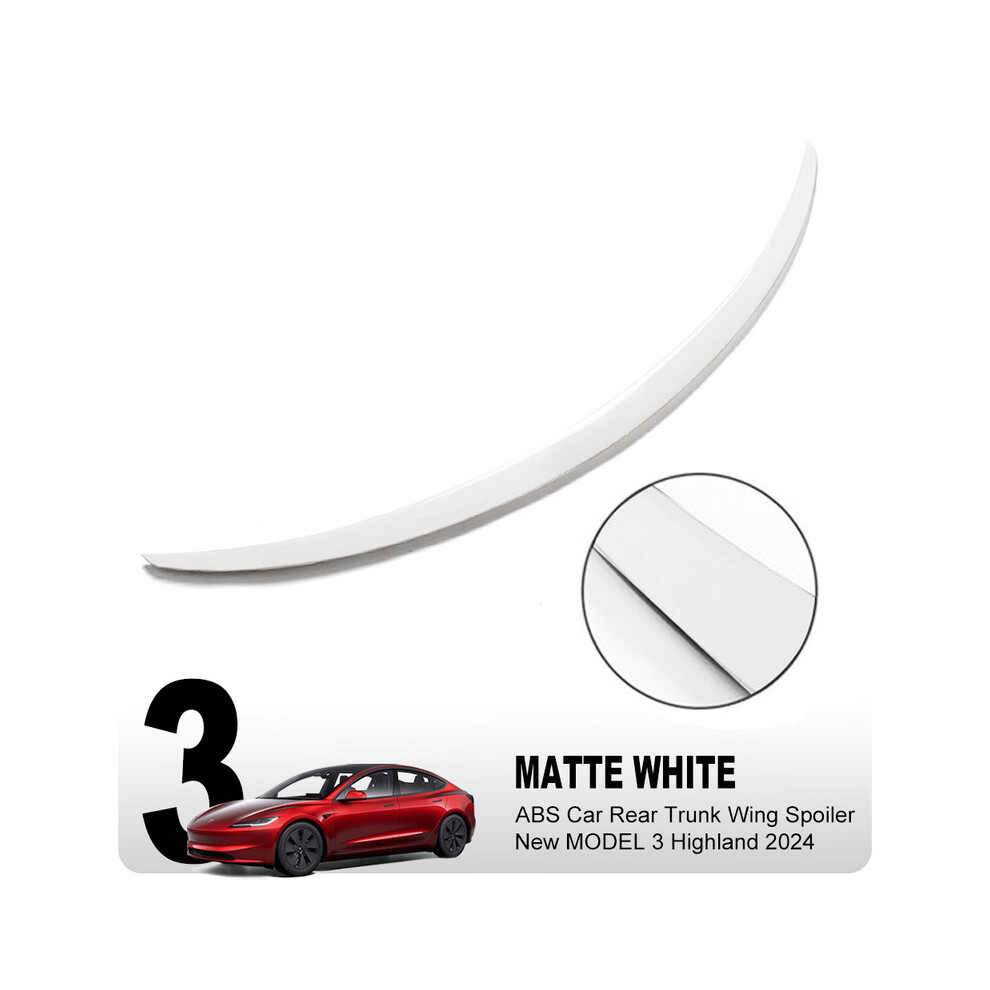 (3 Matte Abs) For Tesla New Model 3 2024 Highland Car Abs Spoiler Fiber Original Rear Trunk Tail Wing Exterior Model3 Accessories White 8704304426116