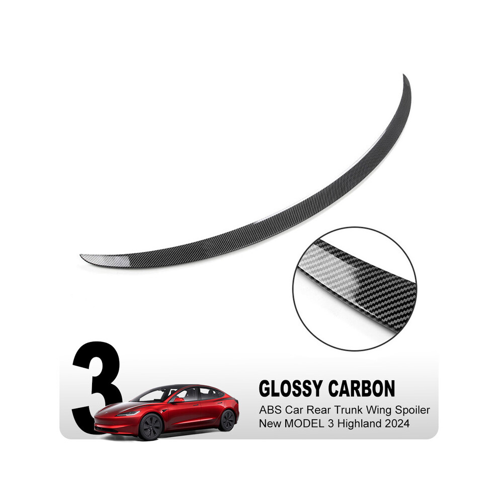 (3 Carbon Glossy Abs) For Tesla New Model 3 2024 Highland Car Abs Spoiler Fiber Original Rear Trunk Tail Wing Exterior Model3 Accessories 8704304426093
