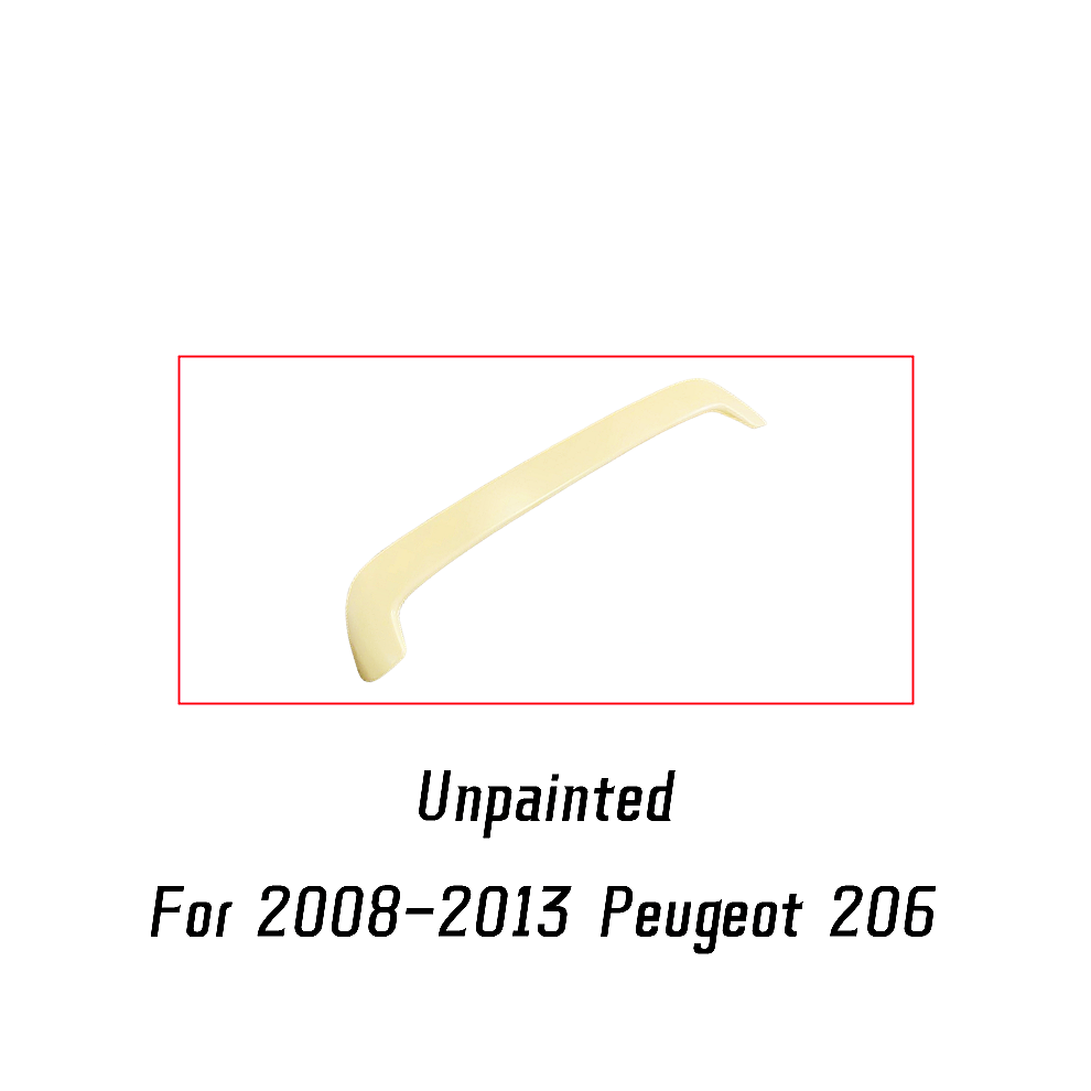(Unpainted) For 2013-2018 Peugeot 206 Hatchback Rear Trunk Lid Roof Spoiler Wings Abs Plastic Car Exterior Tuning Accessories Black 8704304427144