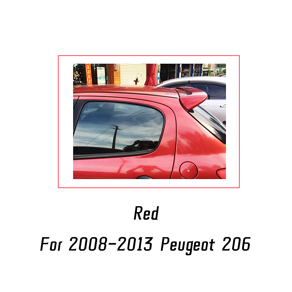 () For 2013-2018 Peugeot 206 Hatchback Rear Trunk Lid Roof Spoiler Wings Abs Plastic Car Exterior Tuning Accessories Red/Black 8704304427151