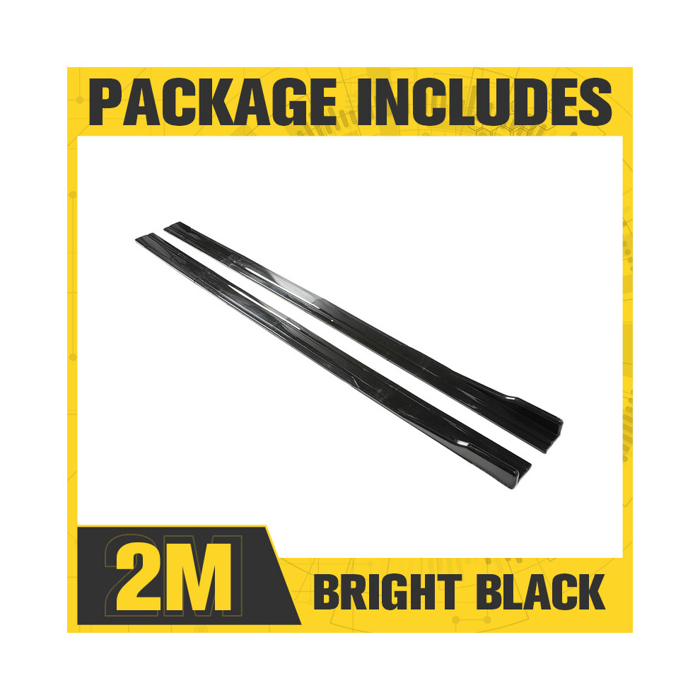(2M Bright ) 8Pcs 2.18M/2M Universal Side Skirt Extension Rocker Plate Lip Separator Bumper Car Styling For Bwn For Toyota Black 8704304427427