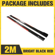 (2m black-red) 8pcs 2.18m/2m Universal Side Skirt Extension Rocker Plate Lip Separator Bumper Car Styling For BWN For Toyota