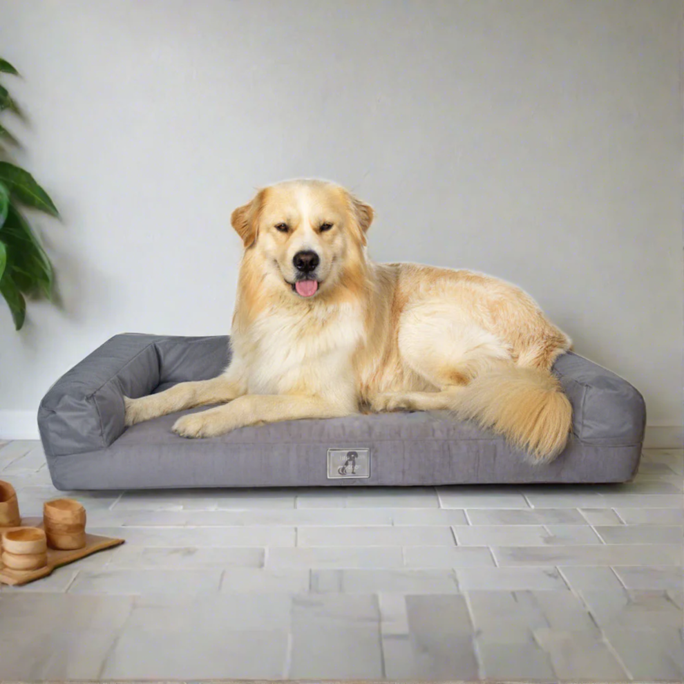 AllPetSolutions Dexter Grey Waterproof Memory Foam Orthopaedic Dog Bed - Size Large 101x65x18cm