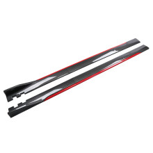 (Red Carbon 2.2M) 1Pair 2m/2.2m Universal Side Skirt Extension Rocker Plate Lip Separator Bumper For BMW Mercedes-Benz Audi VW Civic HondaToyota