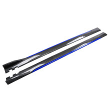 (Blue Carbon 2M) 1Pair 2m/2.2m Universal Side Skirt Extension Rocker Plate Lip Separator Bumper For BMW Mercedes-Benz Audi VW Civic HondaToyota